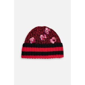 NEW ESSENTIEL ANTWERP ishadow embroidered knit hat in poppy field